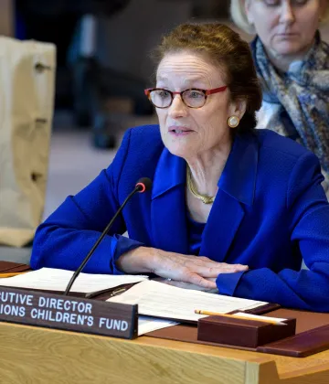 On 15 May 2019, UNICEF Executive Director Henrietta H. Fore addresses the United Nations Security Council.
