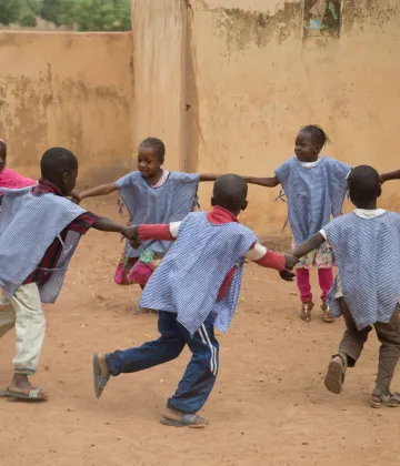 Sitan Doumbia, 5, plays with her friends at the Early Childhood Development Center in Baraouéli village, Ségou Region, Mali, Tuesday 6 February 2018.